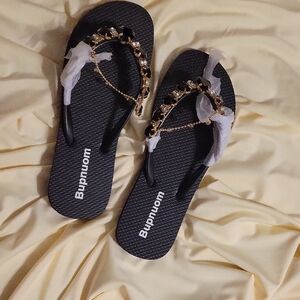 Black Embellished Women's Sandals